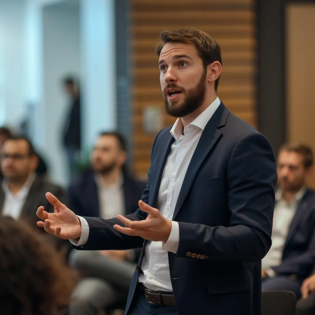 Consultor presentando en seminario